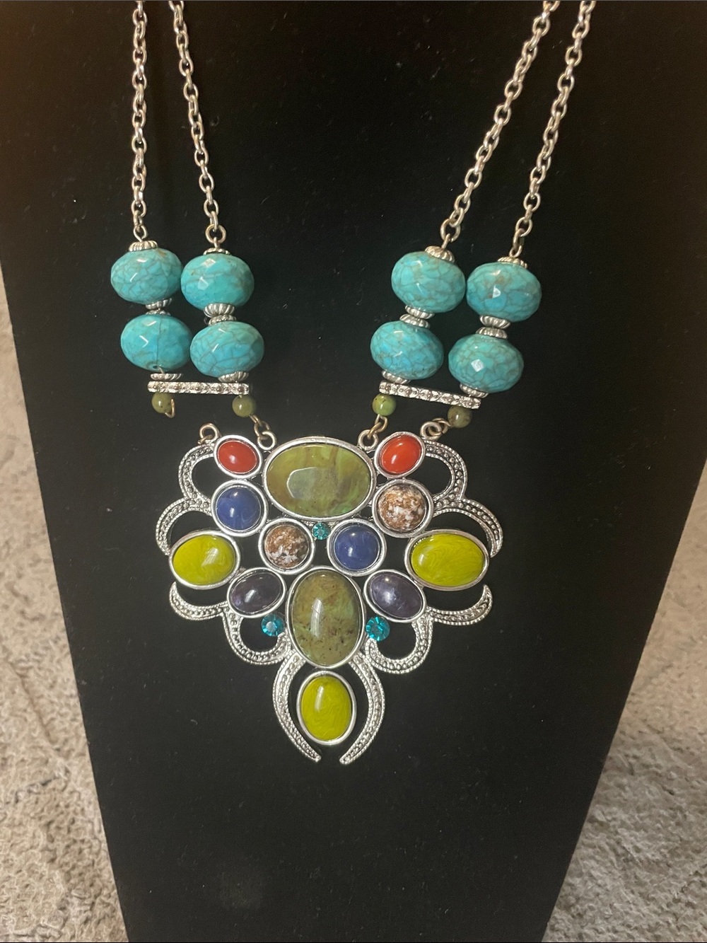 Vintage Boss Multicolor Turquoise Bead Statement Necklace